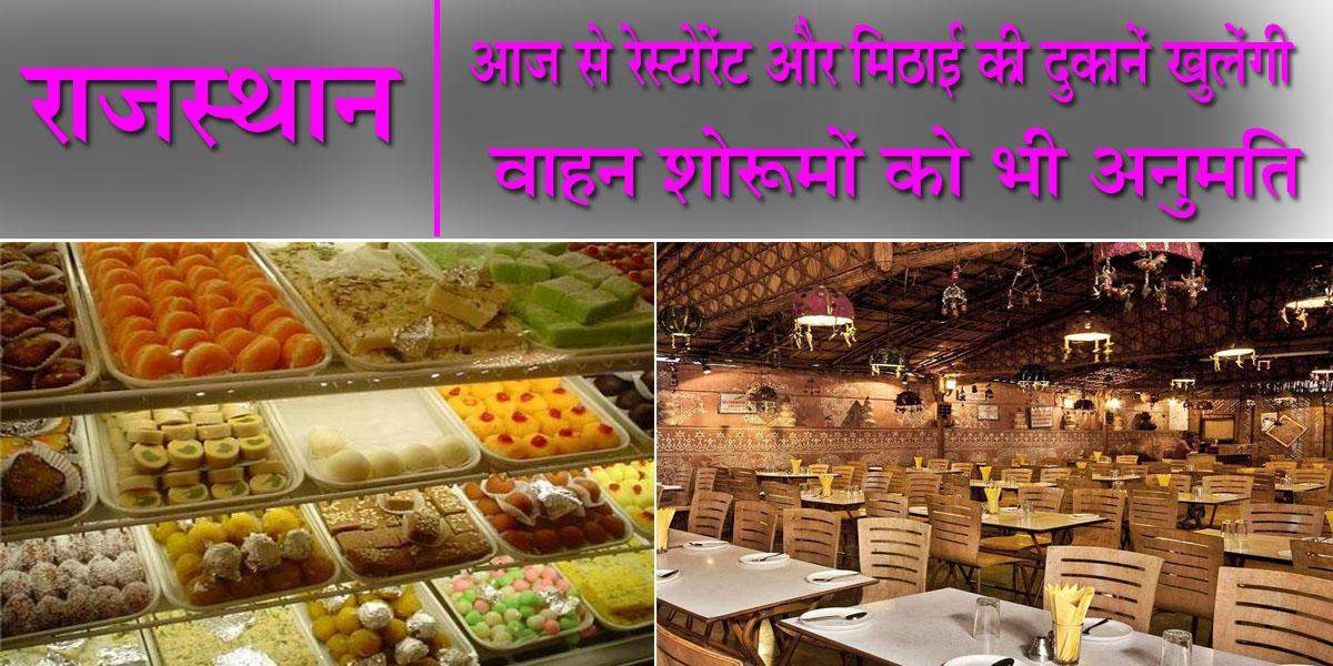 राजस्थान : आज से रेस्‍टोरेंट और मिठाई की दुकानें खुलेंगी, वाहन शोरूमों को भी अनुमति