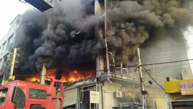 A massive fire broke out in a building near pillar number 544 of Mundka metro station in West Delhi, one dead