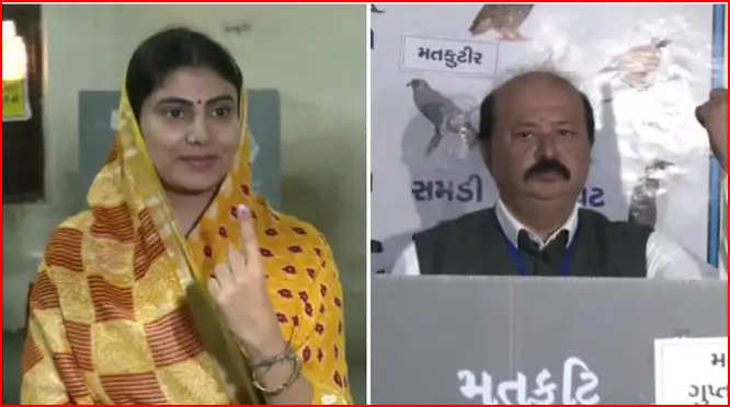 गुजरात विधानसभा चुनाव : प्रथम चरण के लिए 89 सीटों पर वोटिंग शुरू: कांग्रेस विधायक सिलेंडर लेकर वोट डालने निकले ,  रवींद्र जडेजा की पत्नी ने डाला वोट
