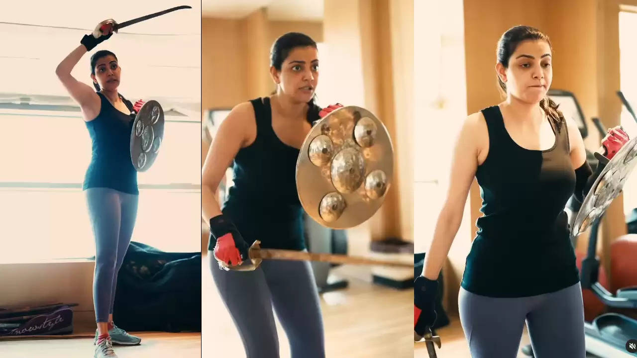 Kajal Aggarwal has shared a video in which she can be seen trying her hand at Kalaripayattu.