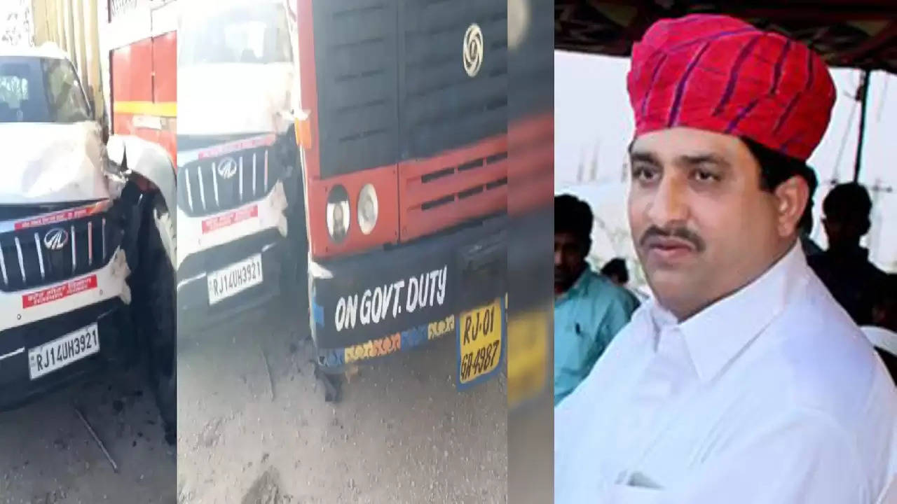 The car was shattered, the minister sahib: Minority Affairs Minister Saleh Mohammad of the Gehlot government survived the road accident.