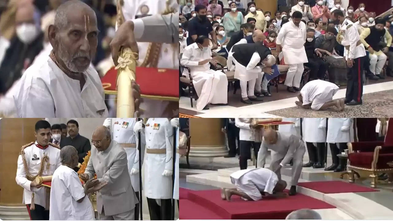 Padma Shri Award: PM Modi also got up from his chair and bowed down in honor of 126-year-old Swami Sivananda, born in 1896