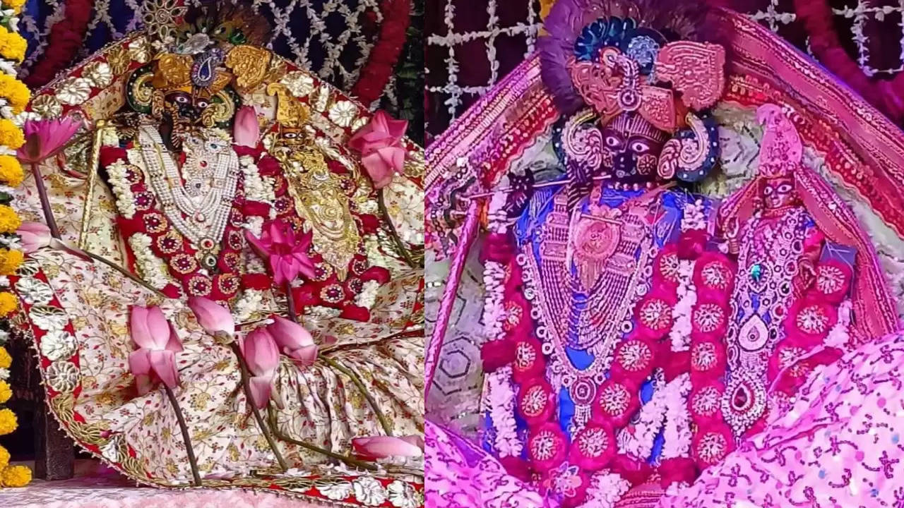 At night on Sharad Purnima, in the light of the moonlight, the moon is in the posture of Maharas. Banke Bihari will give darshan to the devotees while playing Vanshi