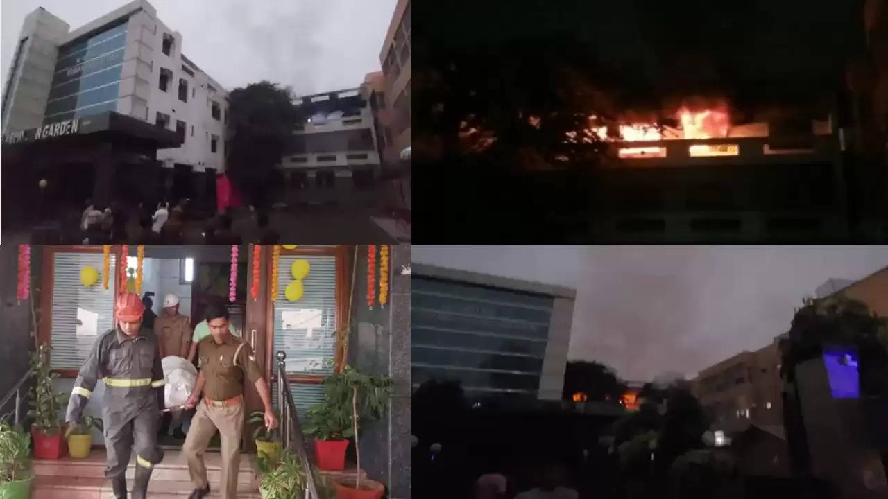 वृंदावन में होटल में भीषण आग, 2 कर्मचारी जिंदा जले:100 पर्यटकों को निकाला गया, बिना NOC के चल रहा था होटल